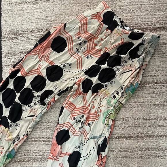 Zara trafaluc xs high waisted palazzo pants in Japanese kimono polka dot print - Picture 2 of 3